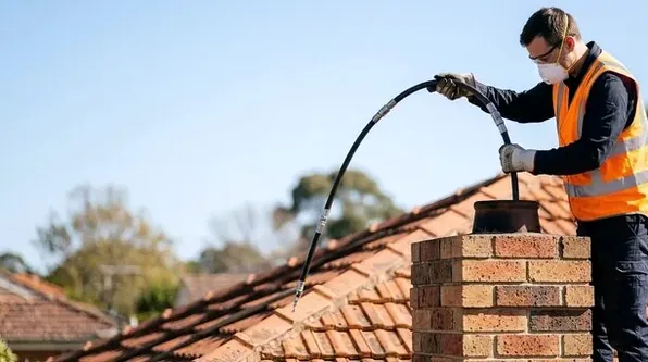 Installing a stainless liner in a chimney near the Mallway